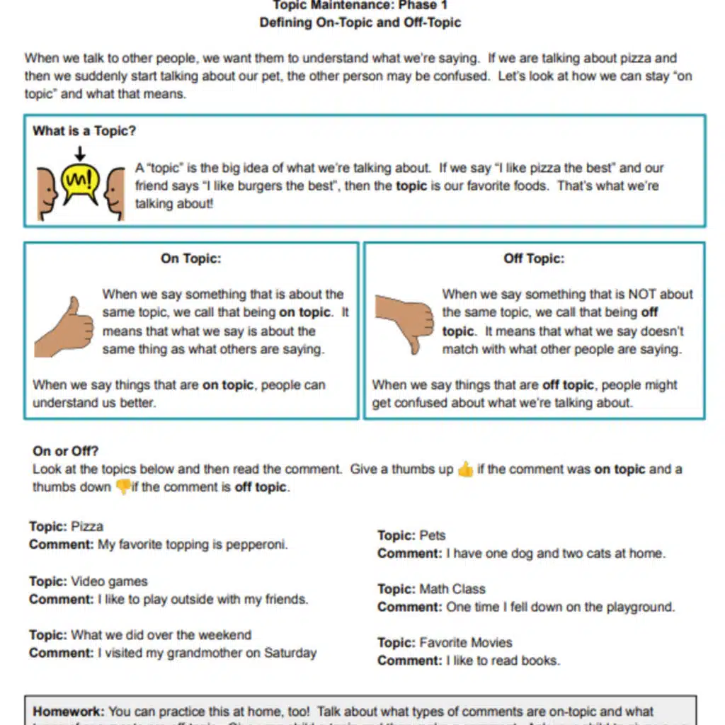 Social Skills Lessons for Middle School | Speech Therapy Goals and Activities