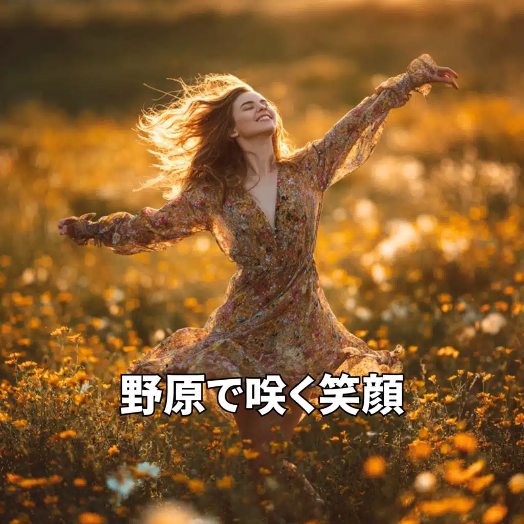 野原で咲く笑顔