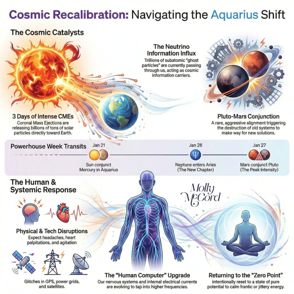 Weekly Intuitive Astrology Jan 21 to 28 ~ Solar Activity, Aquarius Stellium, Strong Mars-Pluto Conjunction 