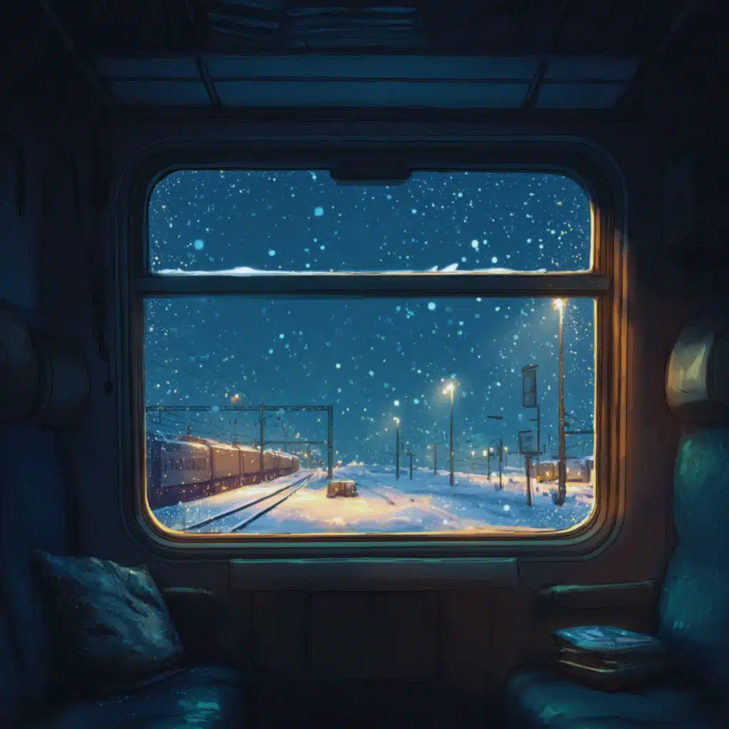 Winter Evening Train Ride | Steady Motion and Distant Wind