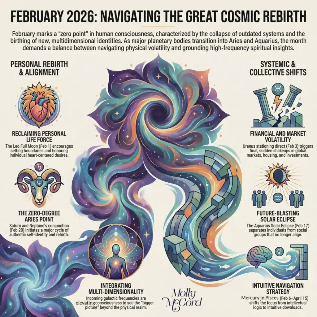 Major Astrology of February 2026 ~ Uranus Direct, Saturn- Neptune conjunction in Aries, Aquarius Solar Eclipse, Mercury Retrograde in Pisces