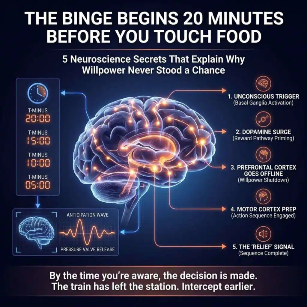 The Binge Begins 20 Minutes Before You Touch Food: 5 Neuroscience Secrets That Explain Why Willpower Never Stood a Chance