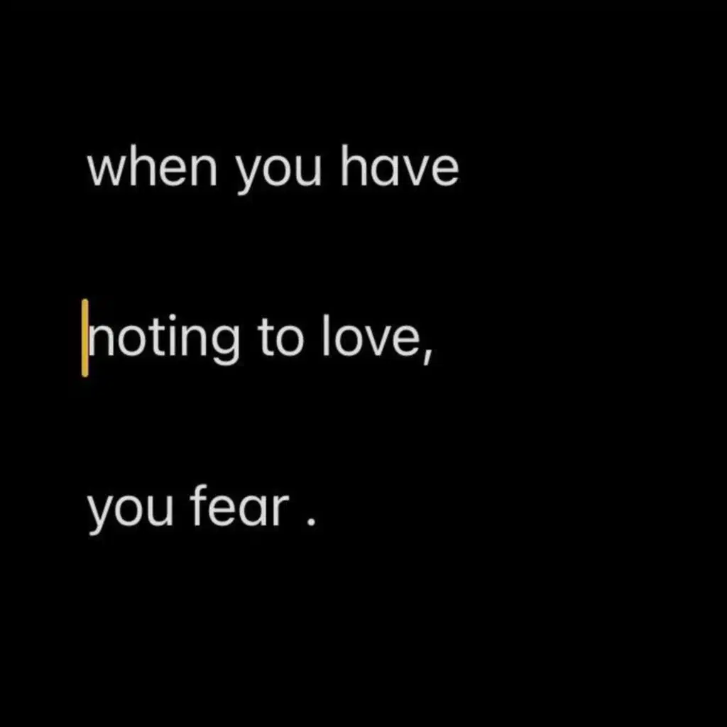 when you have nothing to love, you fear .