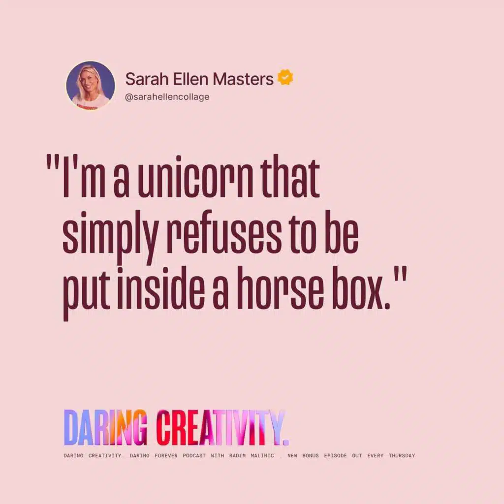 "I'm a unicorn that simply refuses to be put inside a horse box." (Sarah Masters bonus episode)