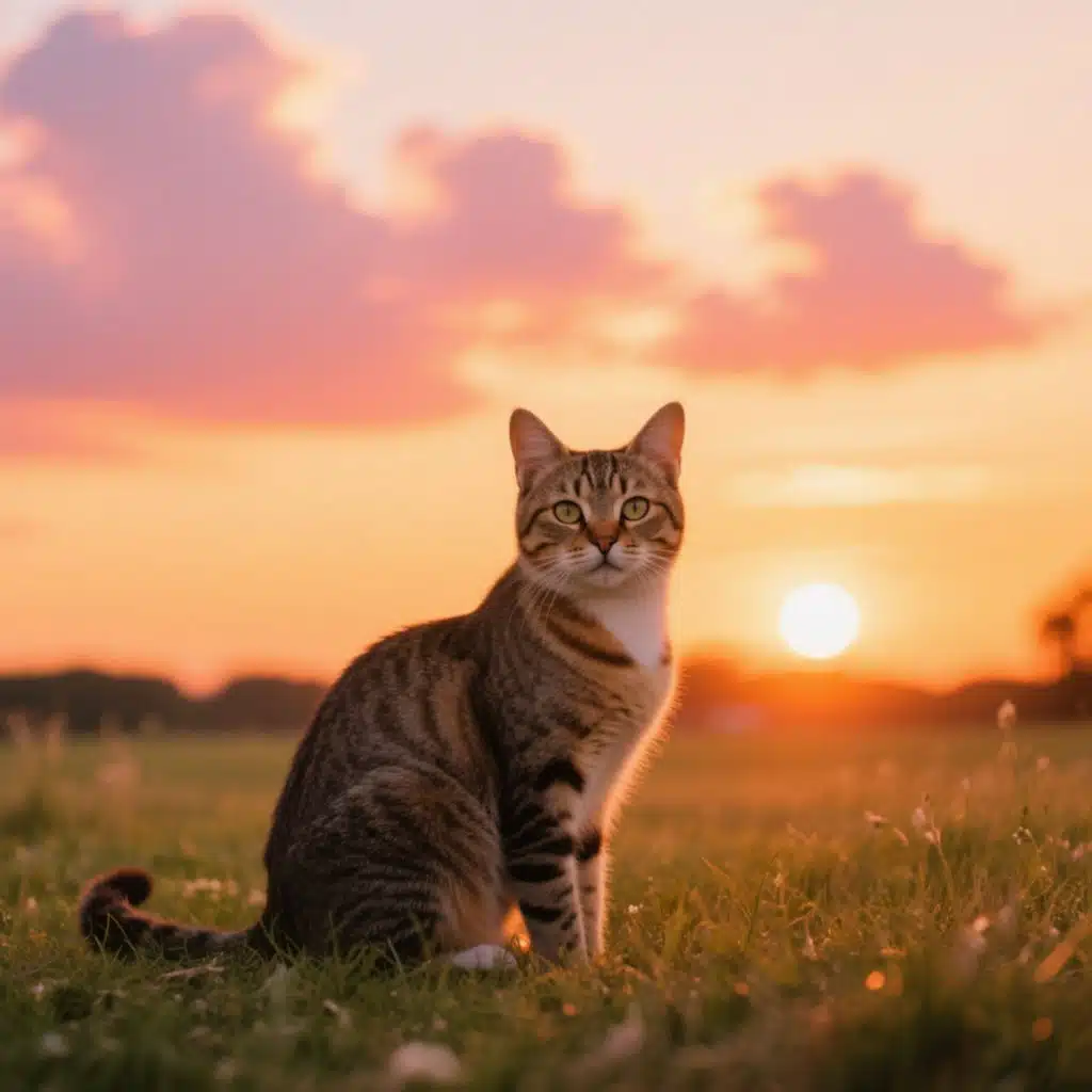 猫と夕焼け