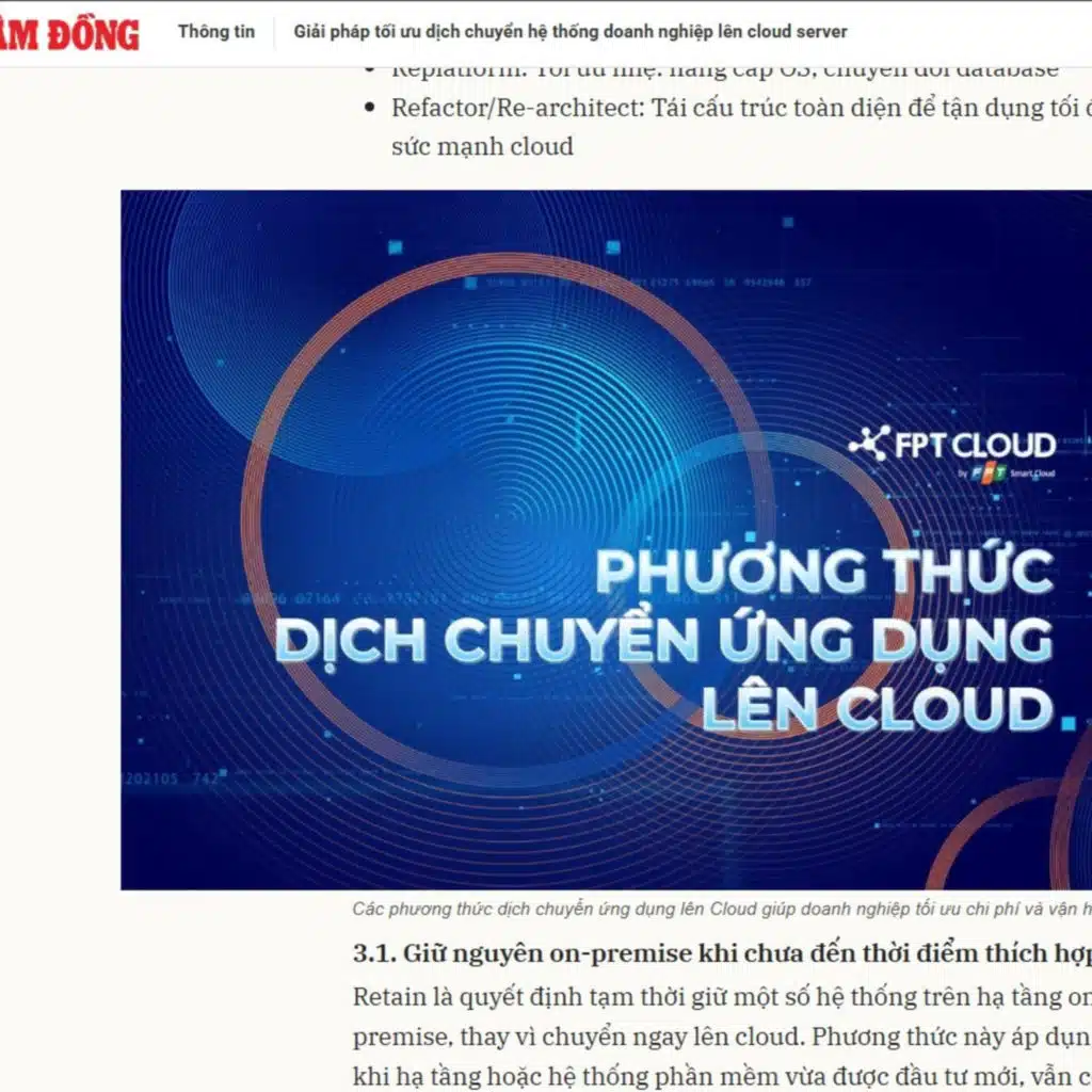 Các phương thức di chuyển hệ thống lên hạ tầng Cloud giúp doanh nghiệp tối ưu chi phí - [Báo Lâm Đồng]