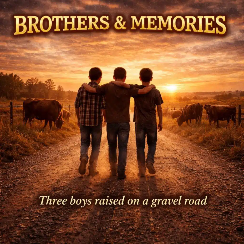 Three boys raised on a gravel road