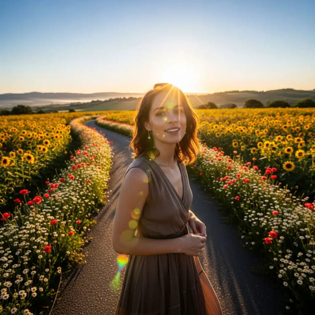 Sunshine Across the Flower Road