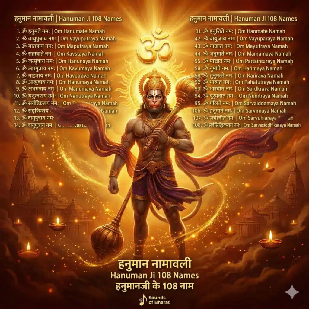 हनुमान नामावली Hanuman Ji 108 Names हनुमानजी के 108 नाम