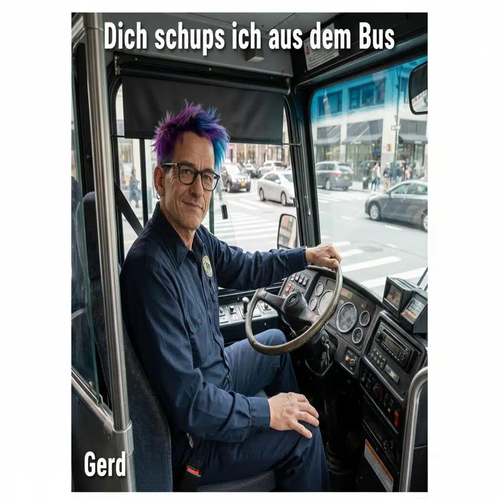 Dich schups ich aus dem Bus