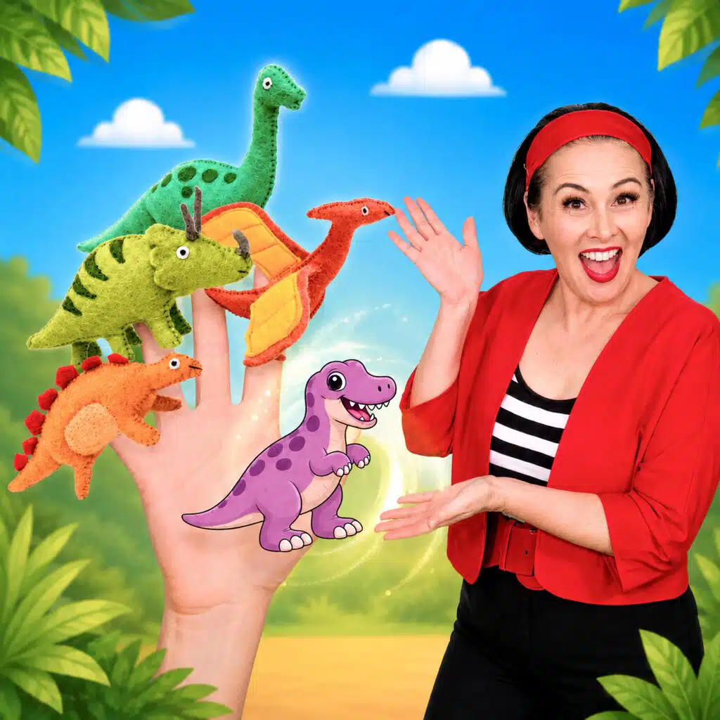 Five Little Dinosaurs Jumping On The Bed