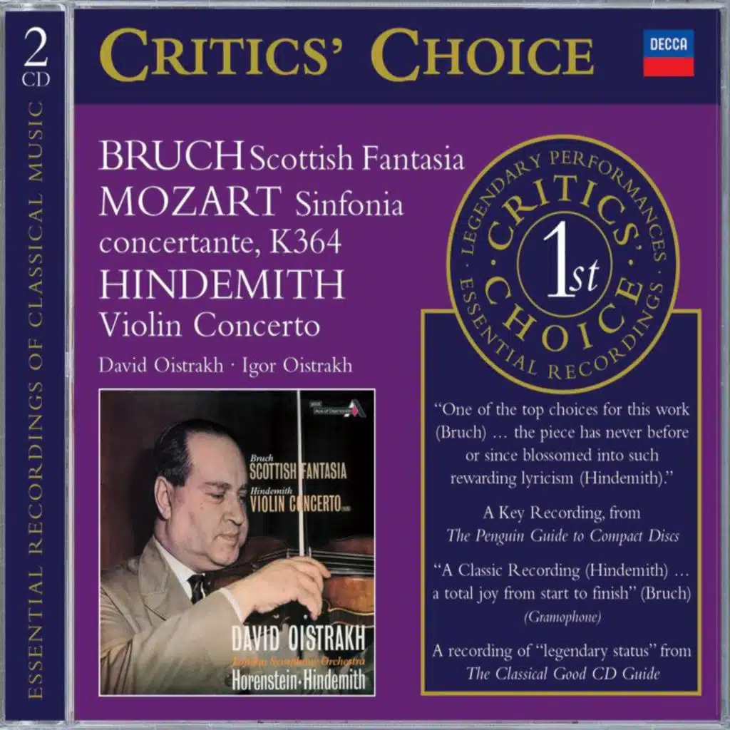 David Oistrakh, Igor Oistrakh, Moscow Philharmonic Orchestra, Kirill Kondrashin, London Symphony Orchestra, Jascha Horenstein & Paul Hindemith