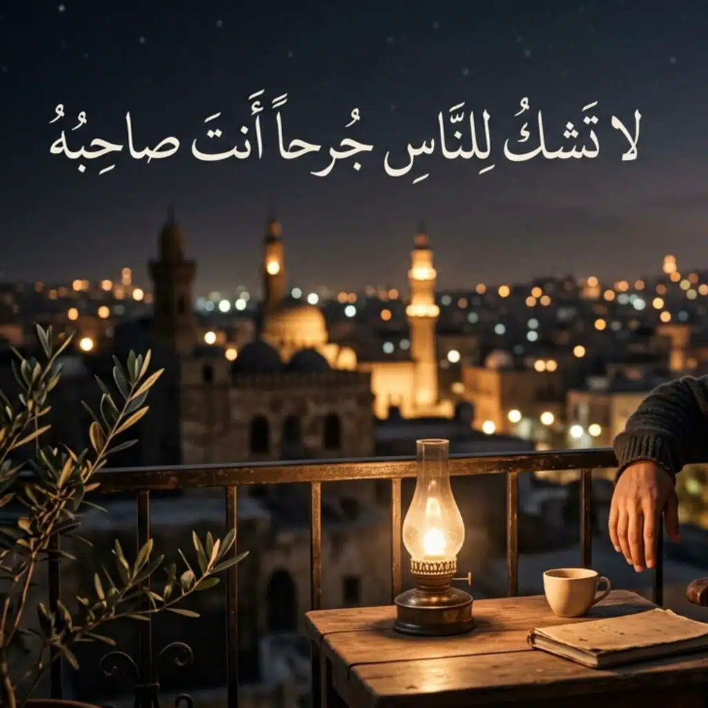 لا تَشكُ للناسِ جُرحاً أَنتَ صاحبُهُ