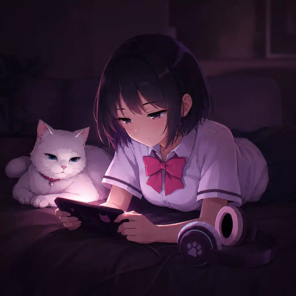 a girl and a cat