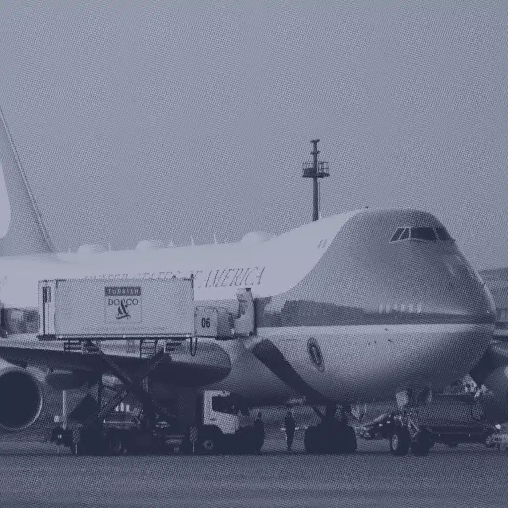 Two planes, a president and a catering truck