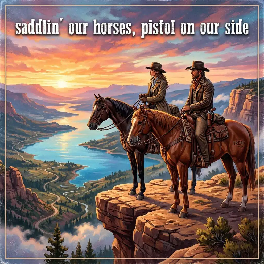 saddlin' our horses, pistol on our side