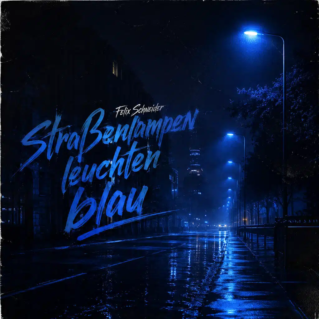 Straßenlampen leuchten blau