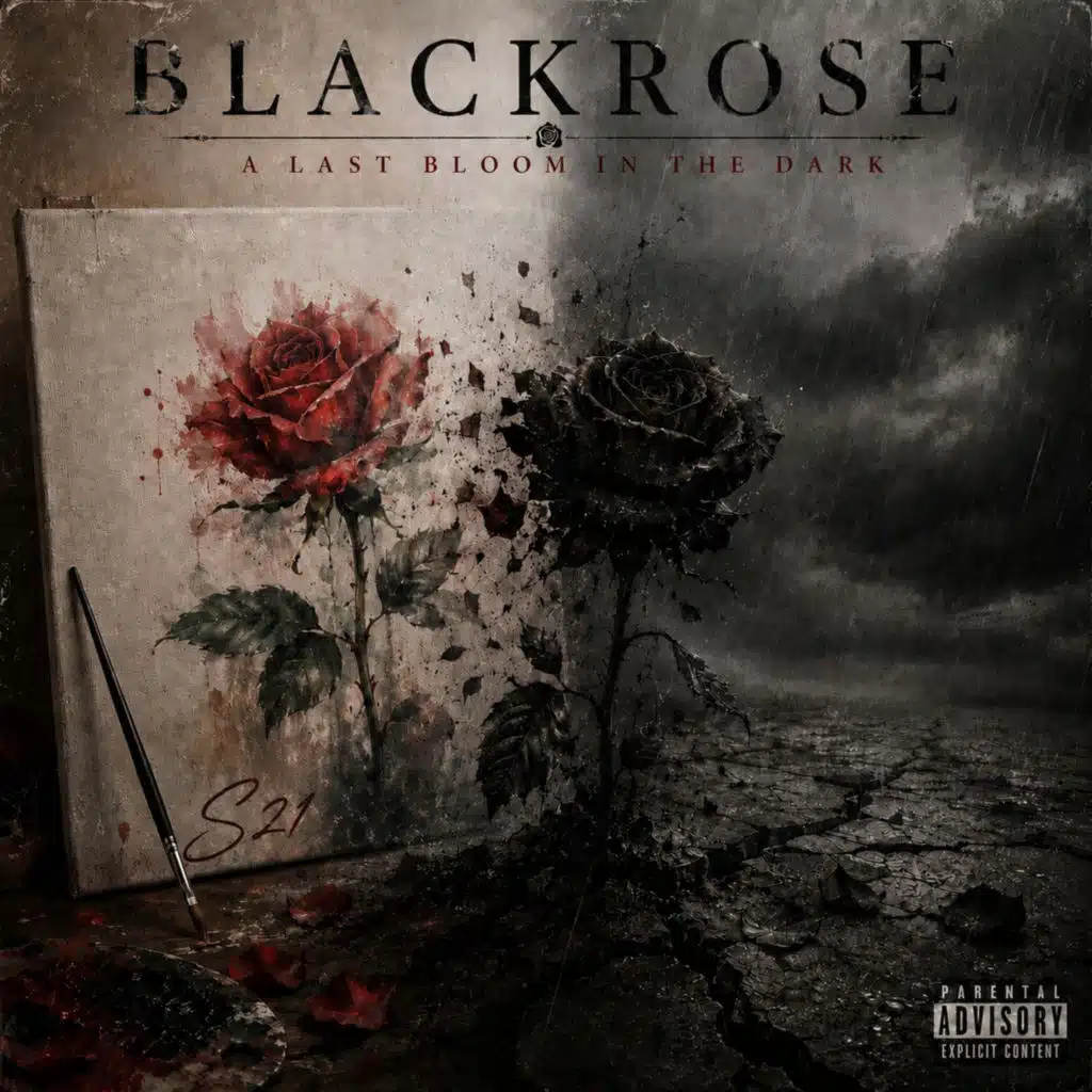 Black Rose a Last Bloom in the Dark