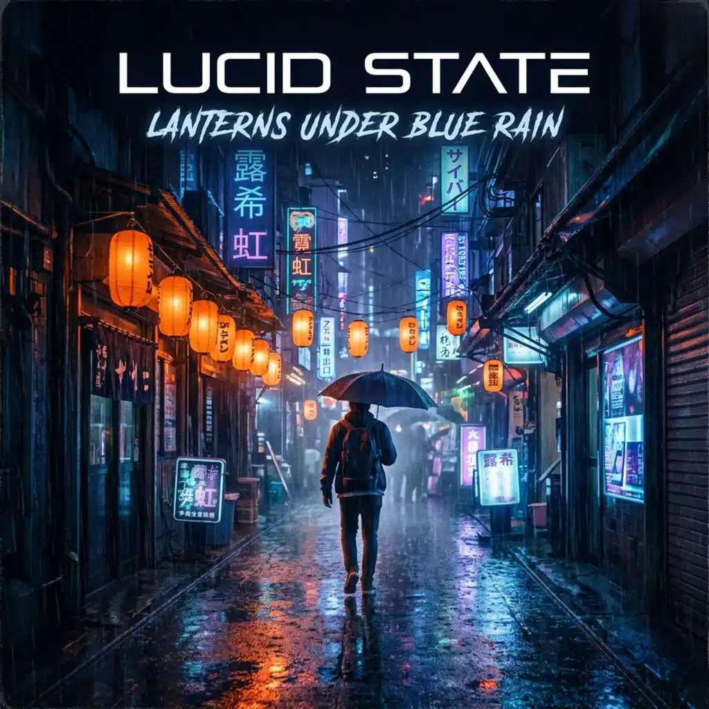 Lanterns Under Blue Rain