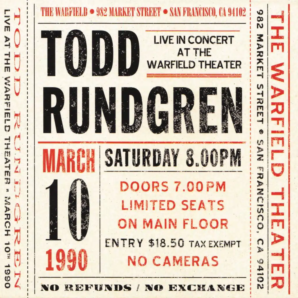 Live at The Warfield Theater, San Francisco: March 10th 1990