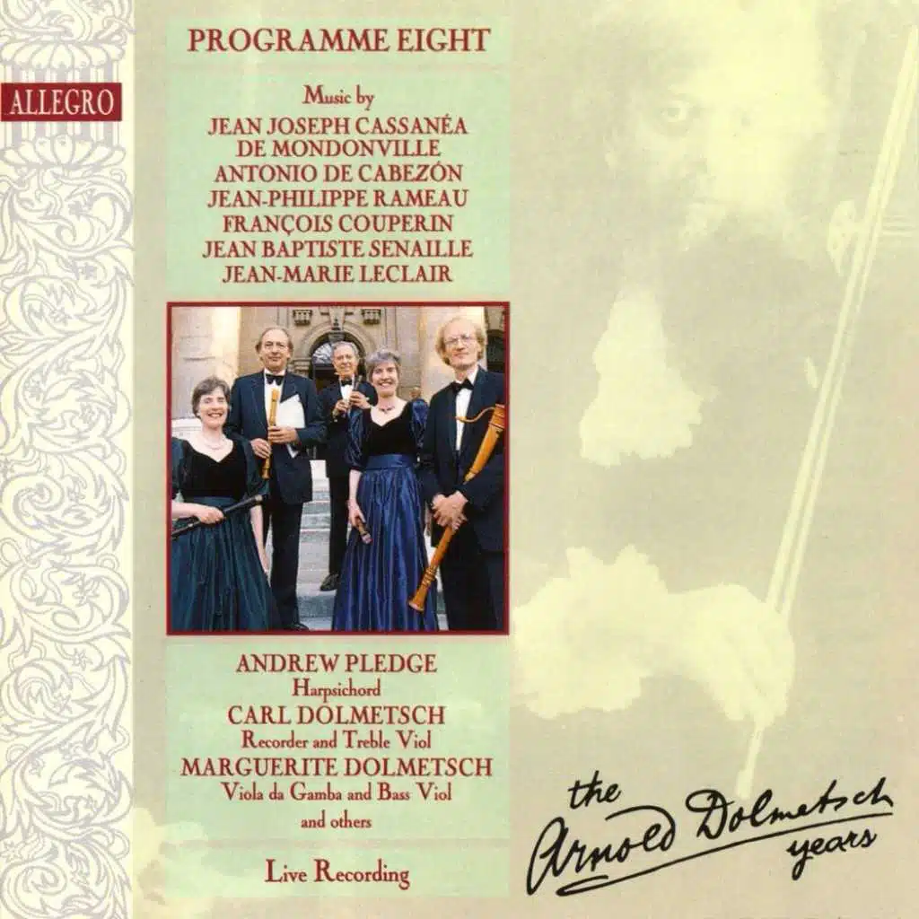 Carl Dolmetsch, Marguerite Dolmetsch, Jeanne Dolmetsch, Anne Jordan and Jan Spencer