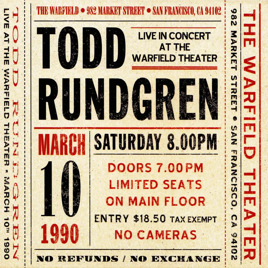 Live at The Warfield Theater, San Francisco: March 10th 1990 - Live