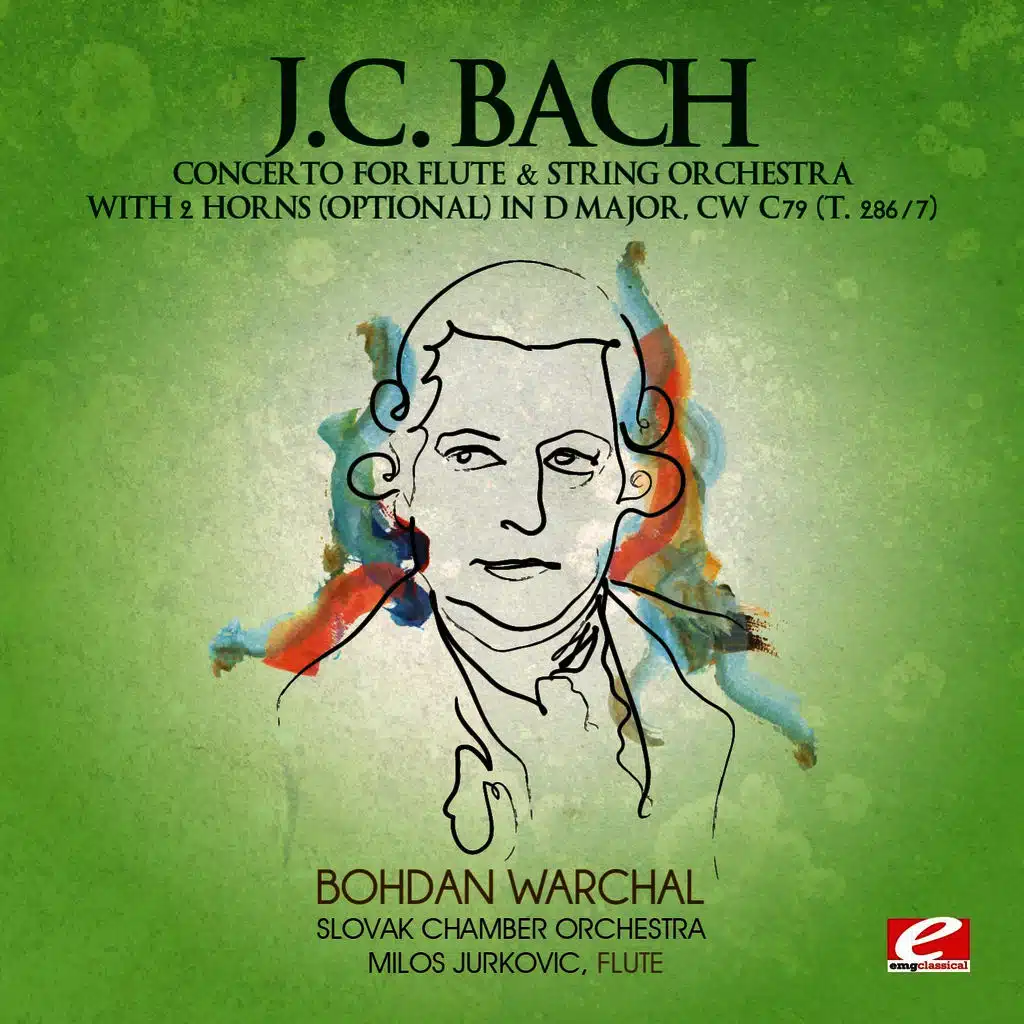 J.C. Bach: Concerto for Flute & String Orchestra with 2 Horns (optional) in D Major, CW C79 (T. 286/7) [Digitally Remastered]