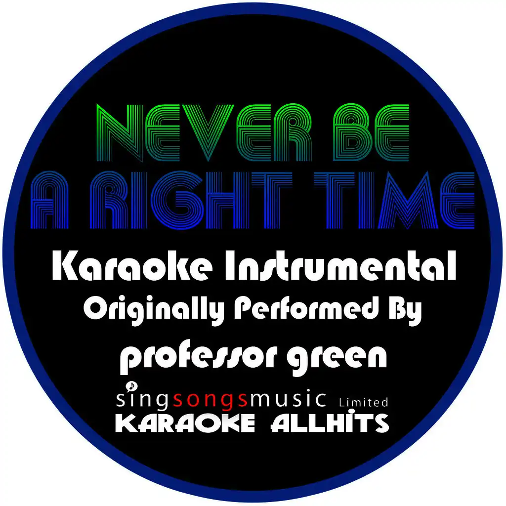 Never Be a Right Time (Originally Performed By Professor Green) [Karaoke Instrumental Version]