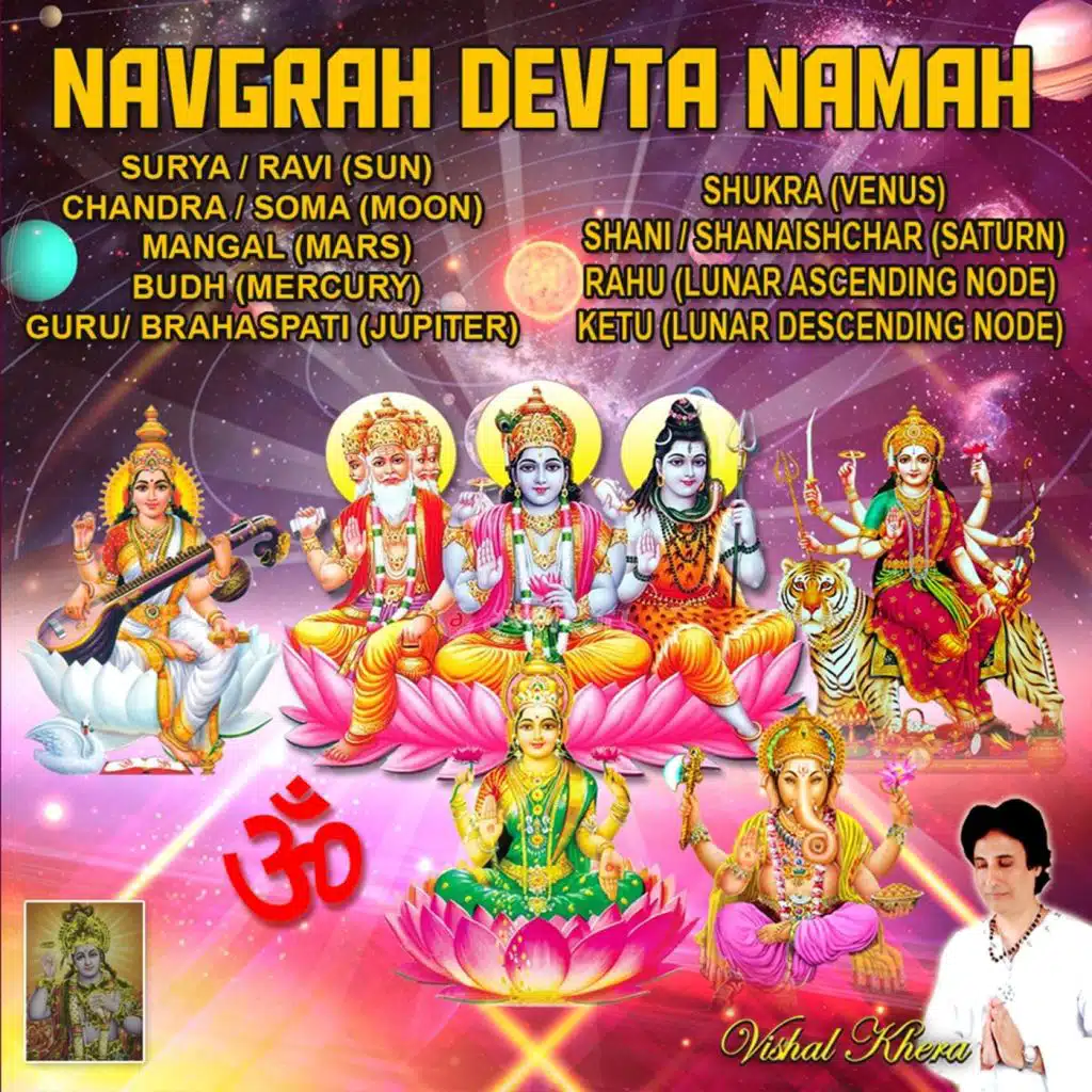 Navgrah Devta Namah: Surya / Ravi Chandra / Soma Mangal Budh Guru / Brahaspati Shukra Shani / Shanaishchar Rahu Ketu